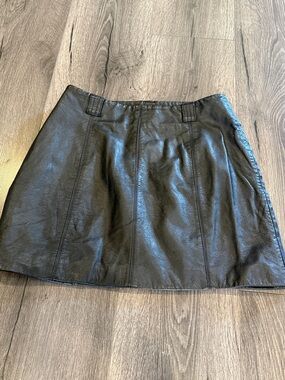 💜Wilsons Leather Black Leather Mini Skirt Rock Grunge Sleek Fashion Versatile